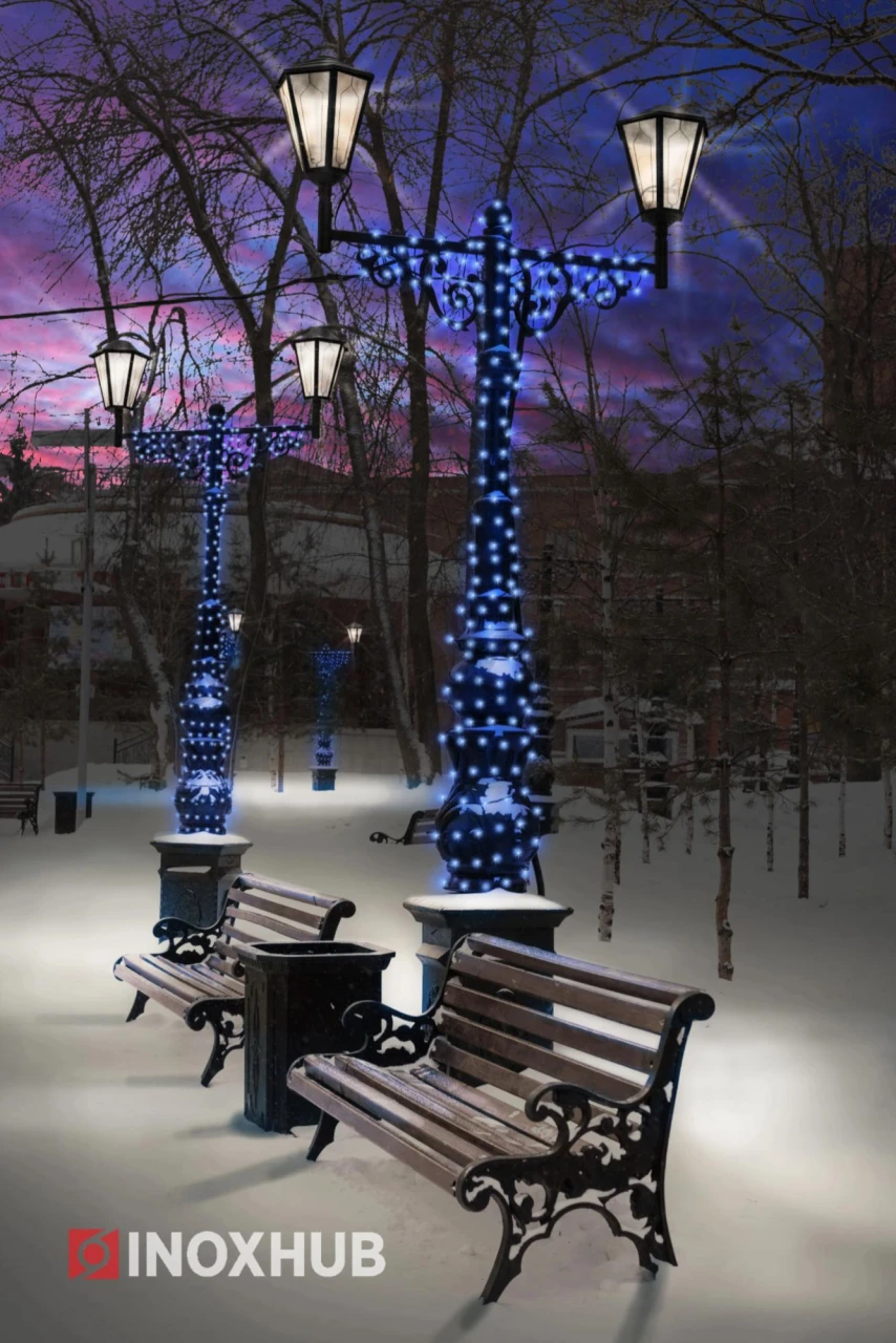 Светодиодная гирлянда INOXHUB Нить 10м, 100 LED, соединяемая, 220В, IP65, чёрный резиновый провод 2.3мм, СИНЯЯ фото Иноксхаб