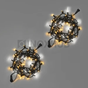 Светодиодная гирлянда INOXHUB Нить 10м, 100 LED, соединяемая, с мерцанием, 220В, IP65, чёрный резиновый провод 2.3мм, ТЁПЛАЯ БЕЛАЯ фото Иноксхаб