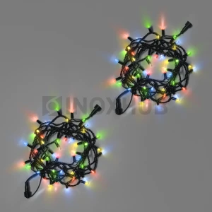 Светодиодная гирлянда INOXHUB Нить 10м, 100 LED, соединяемая, с мерцанием, 220В, IP65, черный резиновый провод 3.3мм, МУЛЬТИ фото Иноксхаб