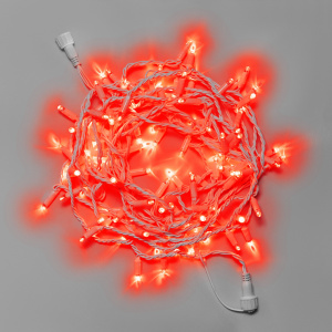 Светодиодная гирлянда INOXHUB Нить 10м, 100 LED, соединяемая, 24В, IP65, белый резиновый провод 2.3мм, КРАСНАЯ фото Иноксхаб
