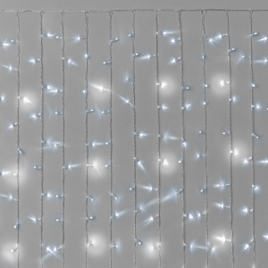 Гирлянда Занавес INOXHUB 2×1.5м Облегчённый, мерцающий, 300 LED, 220В, IP65, прозрачный провод, БЕЛЫЙ фото Иноксхаб