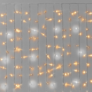 Гирлянда Занавес INOXHUB 2×1.5м Облегчённый, мерцающий, 300 LED, 220В, IP65, прозрачный провод, ТЁПЛЫЙ БЕЛЫЙ фото Иноксхаб