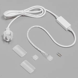 Комплект подключения (5 составляющих) для неона INH-L01-FX816-120-220V, с блоком питания 1.5А, до 50 метров, БЕЛЫЙ провод, INH-L01-220AC/DC-FX816-1,5A-W-U фото Иноксхаб