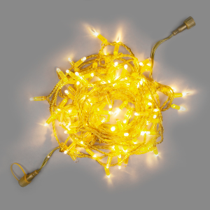 Светодиодная гирлянда INOXHUB Нить 10м, 100 LED, соединяемая, мерцающая тёплым белым, 24В, IP65, золотой резиновый провод 2.3мм, ТЁПЛАЯ БЕЛАЯ фото Иноксхаб