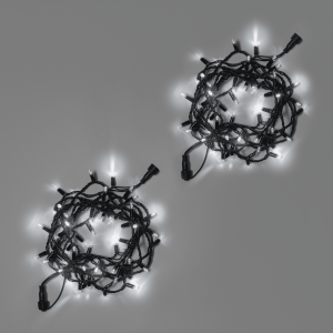 Светодиодная гирлянда INOXHUB Нить 10м, 100 LED, соединяемая, с мерцанием, 220В, IP65, чёрный резиновый провод 2.3мм, БЕЛАЯ фото Иноксхаб