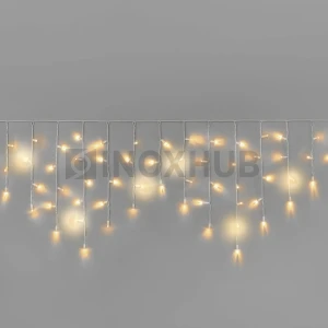 Гирлянда Бахрома INOXHUB 3×0.6м, мерцающая теплым белым, 108 LED, 220В, IP65, белая резина 3.3мм, ТЁПЛАЯ БЕЛАЯ фото Иноксхаб
