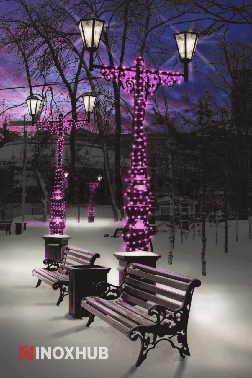 Светодиодная гирлянда INOXHUB Нить 10м, 100 LED, соединяемая, с мерцанием, 220В, IP65, прозрачный провод, РОЗОВАЯ фото Иноксхаб