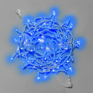 Светодиодная гирлянда INOXHUB Нить 10м, 100 LED, соединяемая, 24В, IP65, белый резиновый провод 3.3мм, СИНЯЯ фото Иноксхаб