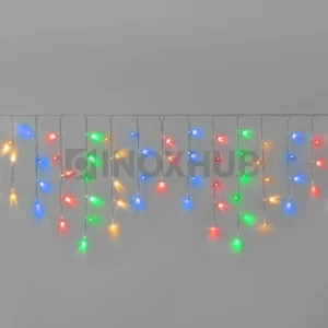 Гирлянда Бахрома INOXHUB 3×0.6м, 108 LED, 220В, IP65, прозрачный провод, МУЛЬТИ фото Иноксхаб