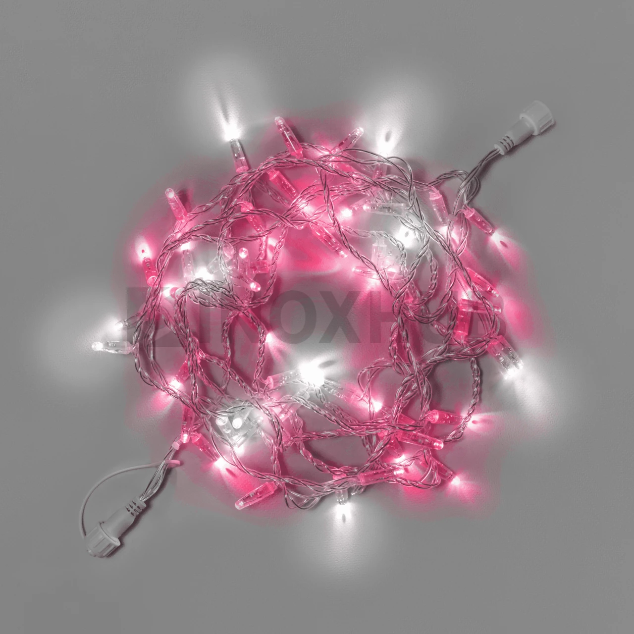 Светодиодная гирлянда INOXHUB Нить 10м, 100 LED, соединяемая, с мерцанием, 220В, IP65, прозрачный провод, РОЗОВАЯ фото Иноксхаб