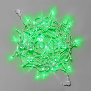 Светодиодная гирлянда INOXHUB Нить 10м, 100 LED, соединяемая, 24В, IP65, белый резиновый провод 3.3мм, ЗЕЛЕНАЯ фото Иноксхаб