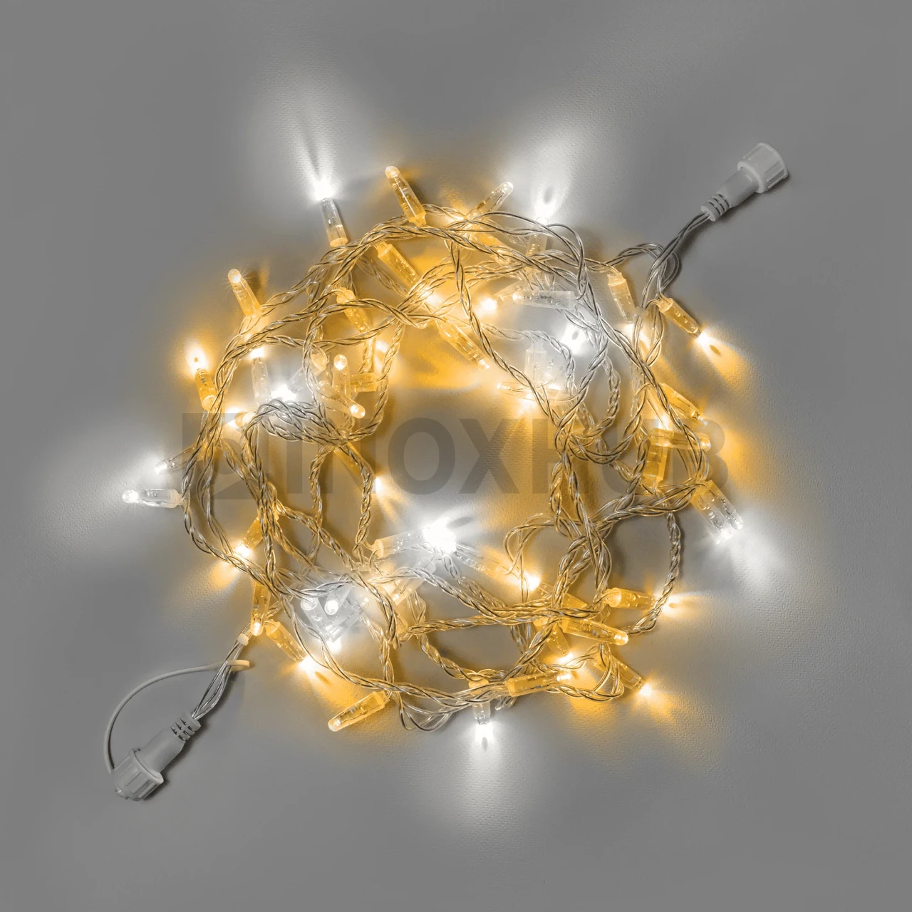 Светодиодная гирлянда INOXHUB Нить 10м, 100 LED, соединяемая, с мерцанием, 220В, IP65, прозрачный провод, ЖЕЛТАЯ фото Иноксхаб