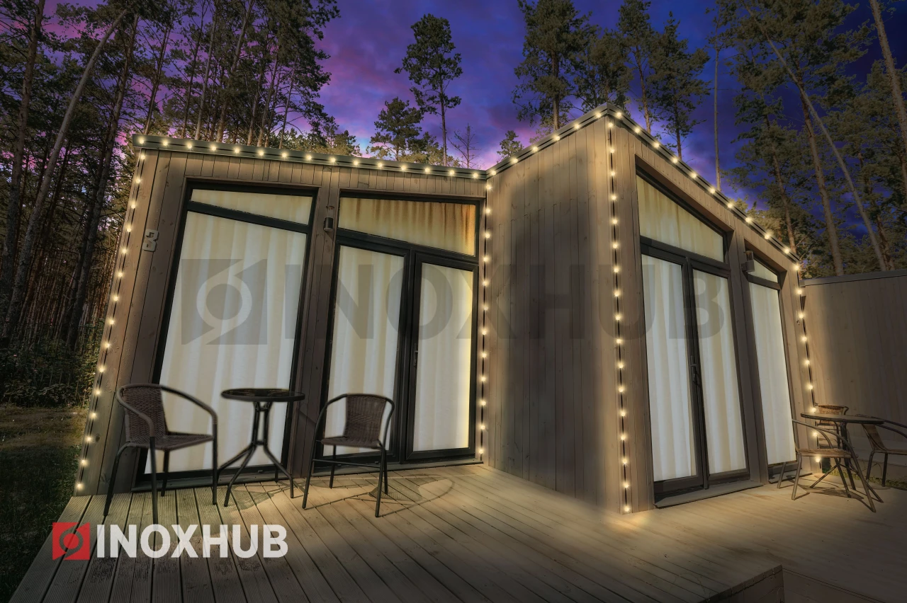 Белт-Лайт INOXHUB, шаг 40см, ЧЁРНЫЙ, двухжильный шлейф, 125 резиновых патронов с латунными контактами, цоколь E27, бухта 50м фото Иноксхаб