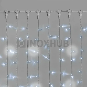Гирлянда Занавес INOXHUB 2×3м, мерцающий, 600 LED, 220В, IP65, прозрачный провод, БЕЛЫЙ фото Иноксхаб