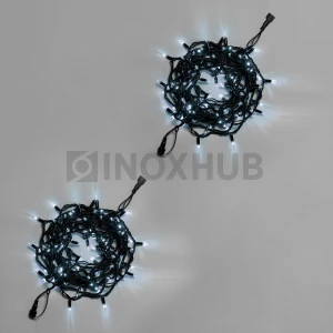 Светодиодная гирлянда INOXHUB Нить 10м, 100 LED, соединяемая, 220В, IP65, черный резиновый провод 3.3мм, БЕЛАЯ фото Иноксхаб