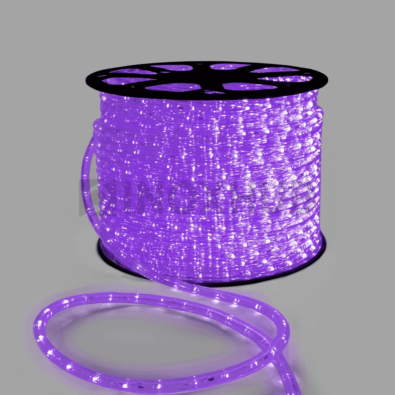 Дюралайт INOXHUB двухжильный 13 мм, круглый, бухта 100м, шаг резки 50см, 36 светодиодов на метр, фиксинг, 24В, IP65, ФИОЛЕТОВЫЙ фото Иноксхаб