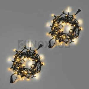 Светодиодная гирлянда INOXHUB Нить 10м, 100 LED, соединяемая, с теплым белым мерцанием, 220В, IP65, черный резиновый провод 2.3мм, ТЁПЛАЯ БЕЛАЯ фото Иноксхаб