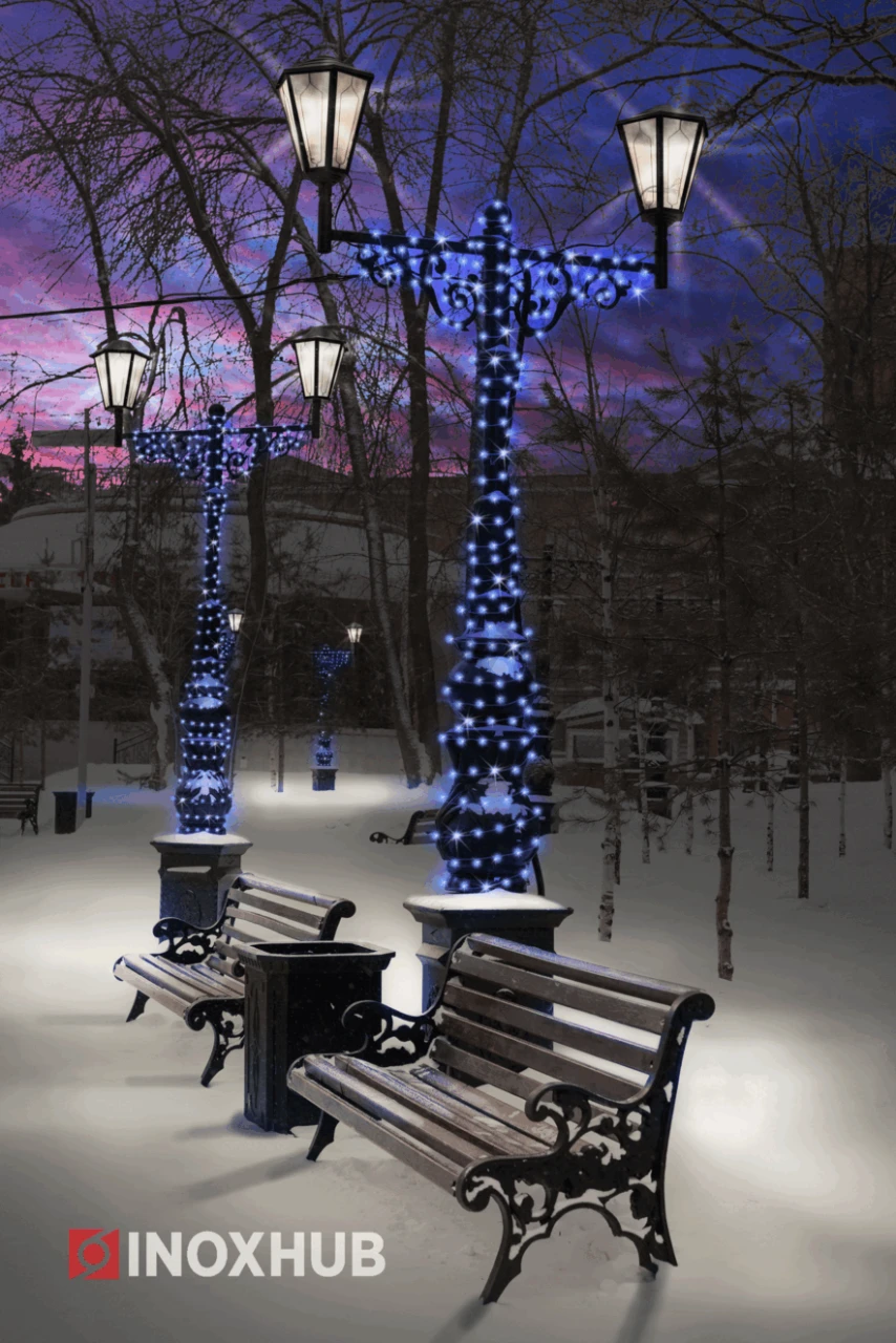 Светодиодная гирлянда INOXHUB Нить 10м, 100 LED, соединяемая, с мерцанием, 220В, IP65, прозрачный провод, СИНЯЯ фото Иноксхаб