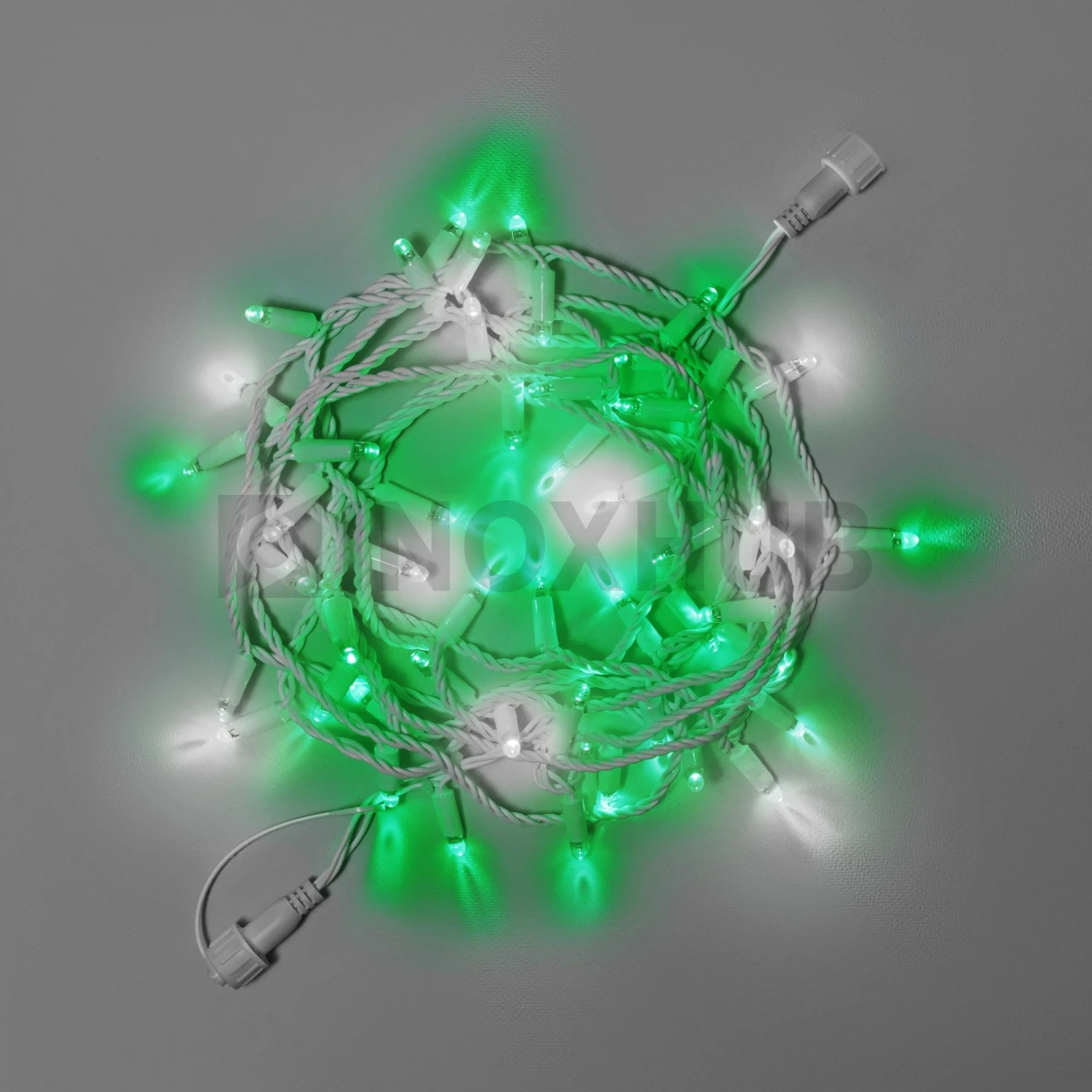 Светодиодная гирлянда INOXHUB Нить 10м, 100 LED, соединяемая, с мерцанием, 220В, IP65, белый резиновый провод 2.3мм, ЗЕЛЁНАЯ фото Иноксхаб
