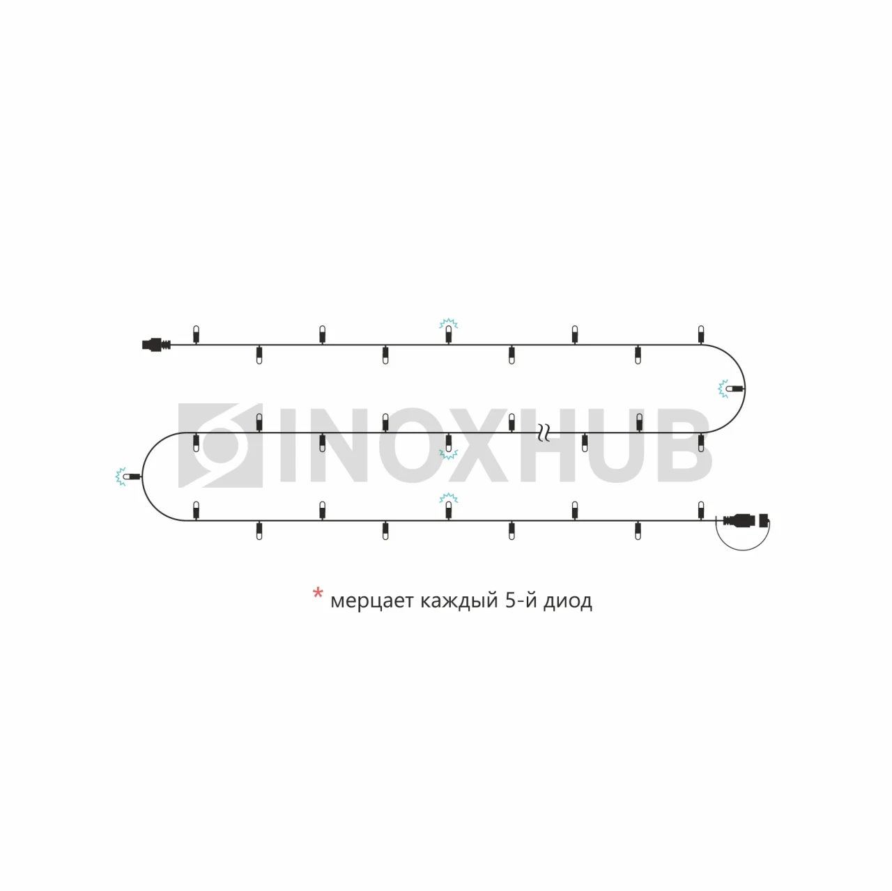 Светодиодная гирлянда INOXHUB Нить 10м, 100 LED, соединяемая, с мерцанием, 24В, IP65, белый резиновый провод 2.3мм, РОЗОВАЯ фото Иноксхаб
