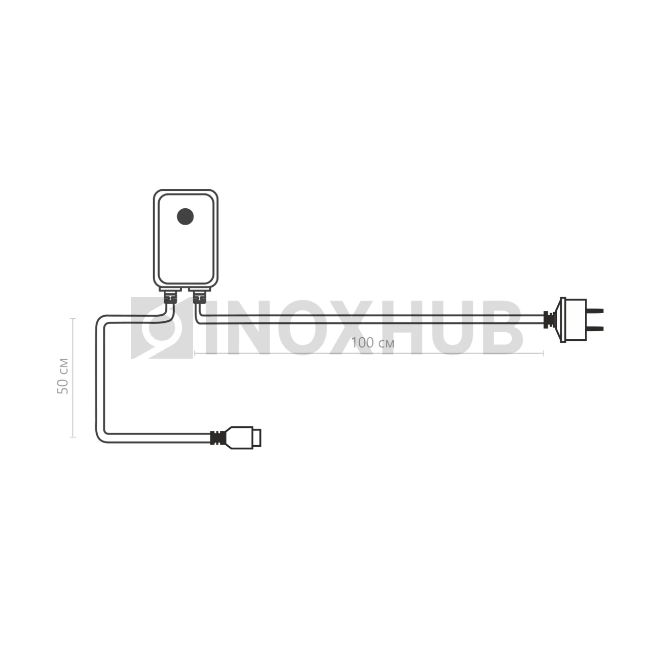Блок питания с контроллером для гирлянд 5-pin INOXHUB, 220В, 1.5м, ЧЁРНЫЙ провод фото Иноксхаб