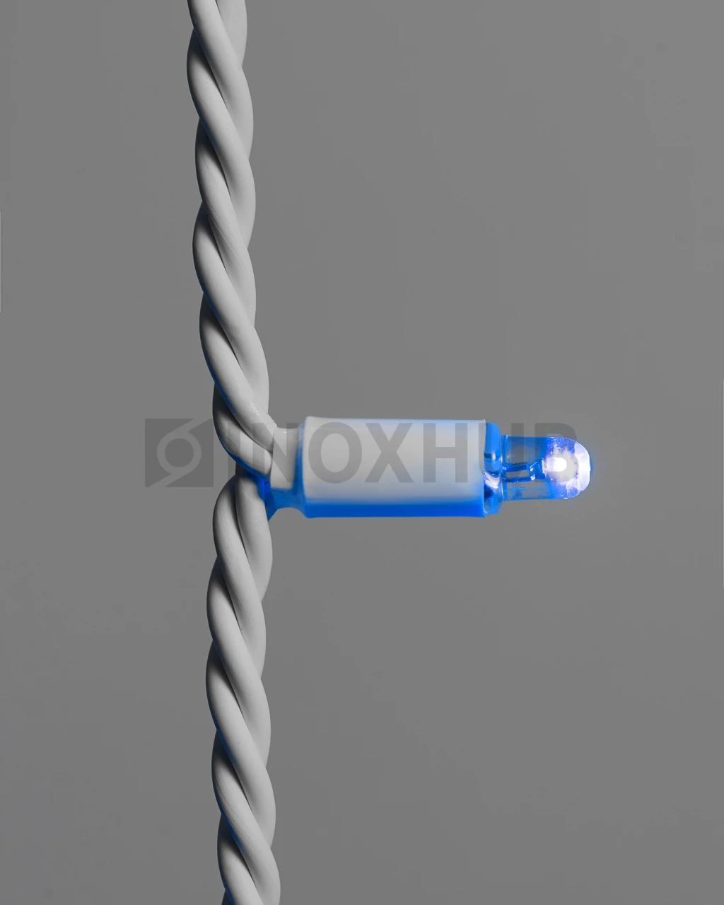 Светодиодная гирлянда INOXHUB Нить 10м, 100 LED, соединяемая, 220В, IP65, белый резиновый провод 3.3мм, СИНЯЯ фото Иноксхаб