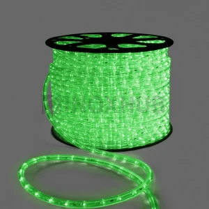 Дюралайт INOXHUB двухжильный 13 мм, круглый, бухта 100м, шаг резки 1м, 36 светодиодов на метр, фиксинг, 220В, IP65, ЗЕЛЕНЫЙ фото Иноксхаб