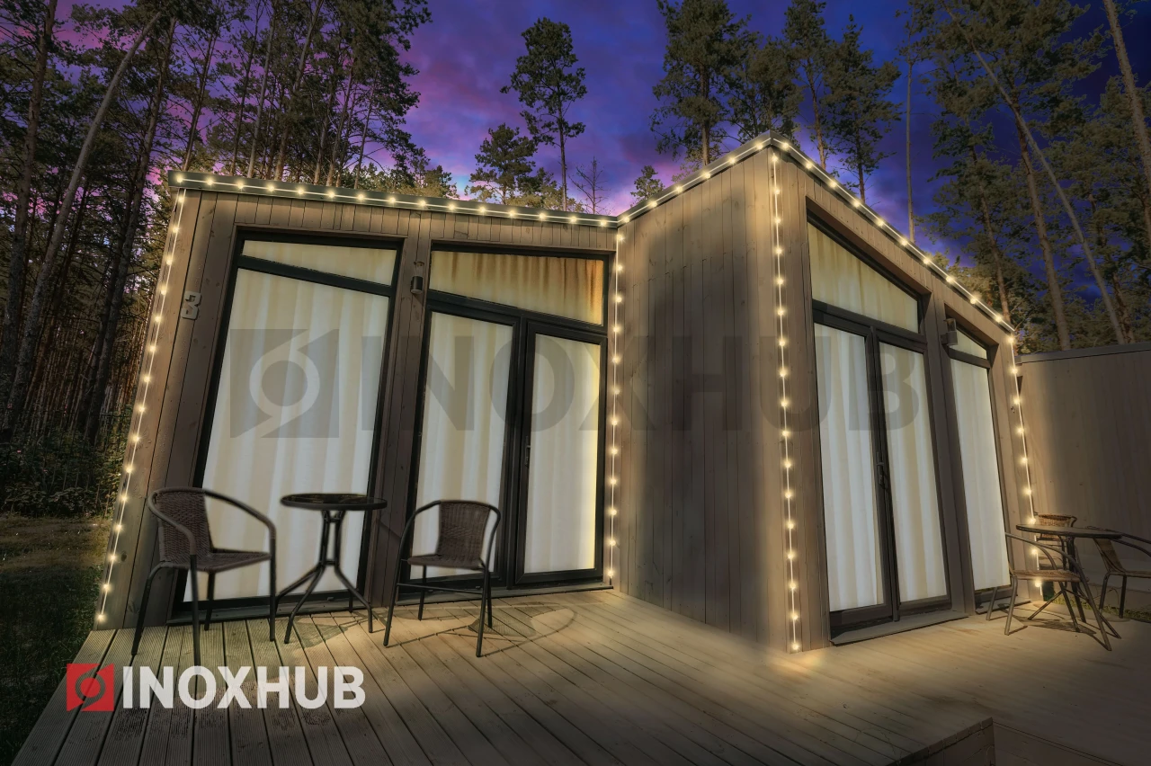 Белт-Лайт INOXHUB, шаг 40см, БЕЛЫЙ резиновый, двухжильный шлейф, 125 резиновых патронов с латунными контактами, цоколь E27, бухта 50м фото Иноксхаб