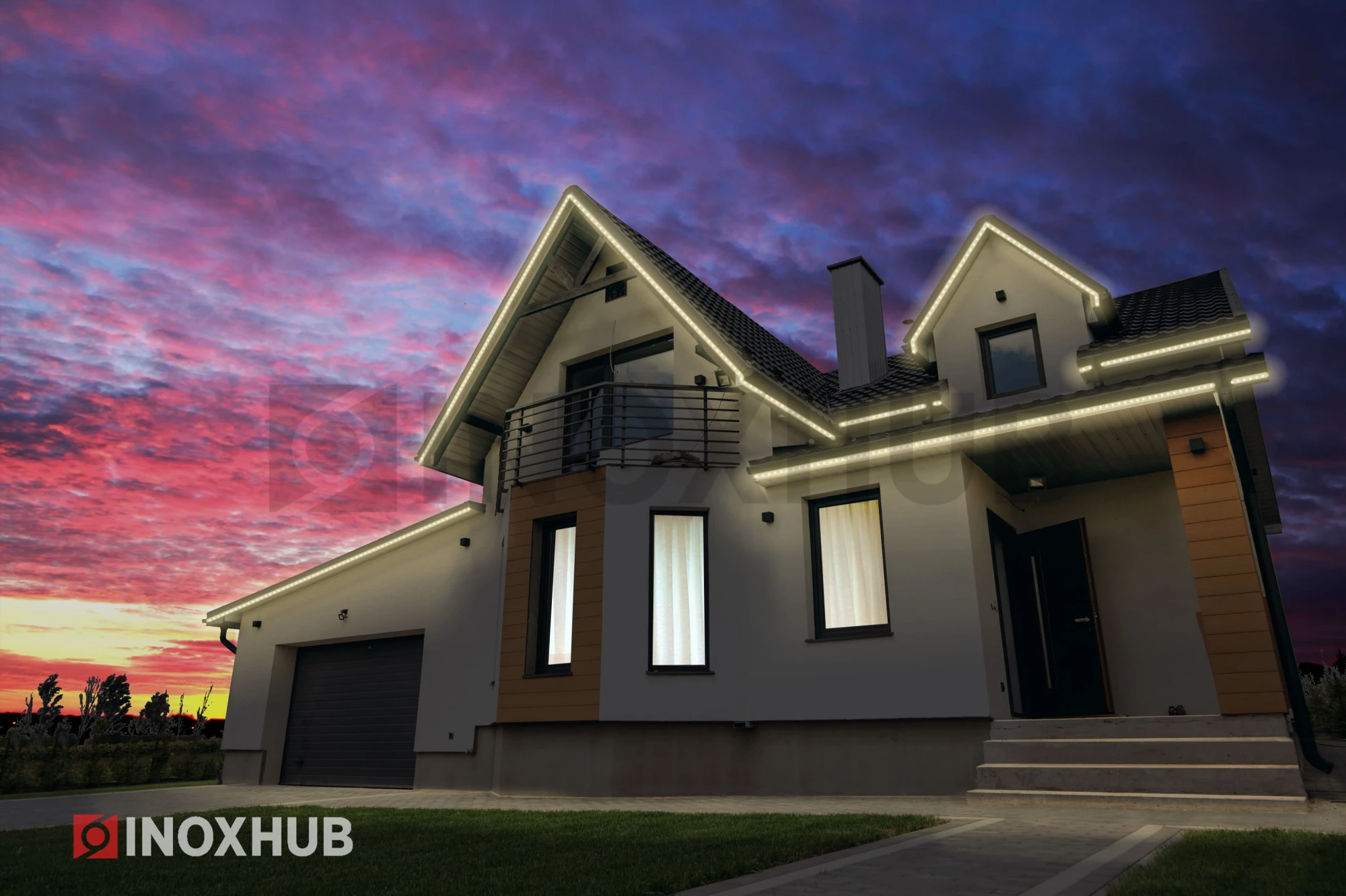 Дюралайт INOXHUB двухжильный 13 мм, круглый, бухта 100м, шаг резки 1м, 36 светодиодов на метр, фиксинг, 220В, IP65, ТЁПЛЫЙ БЕЛЫЙ фото Иноксхаб