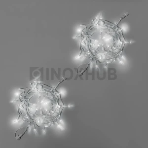 Светодиодная гирлянда INOXHUB Нить 10м, 100 LED, соединяемая, с мерцанием, 220В, IP65, белый резиновый провод 3.3мм, БЕЛАЯ фото Иноксхаб
