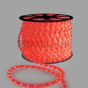 Дюралайт INOXHUB двухжильный 13 мм, круглый, бухта 100м, шаг резки 1м, 36 светодиодов на метр, фиксинг, 220В, IP65, КРАСНЫЙ фото Иноксхаб