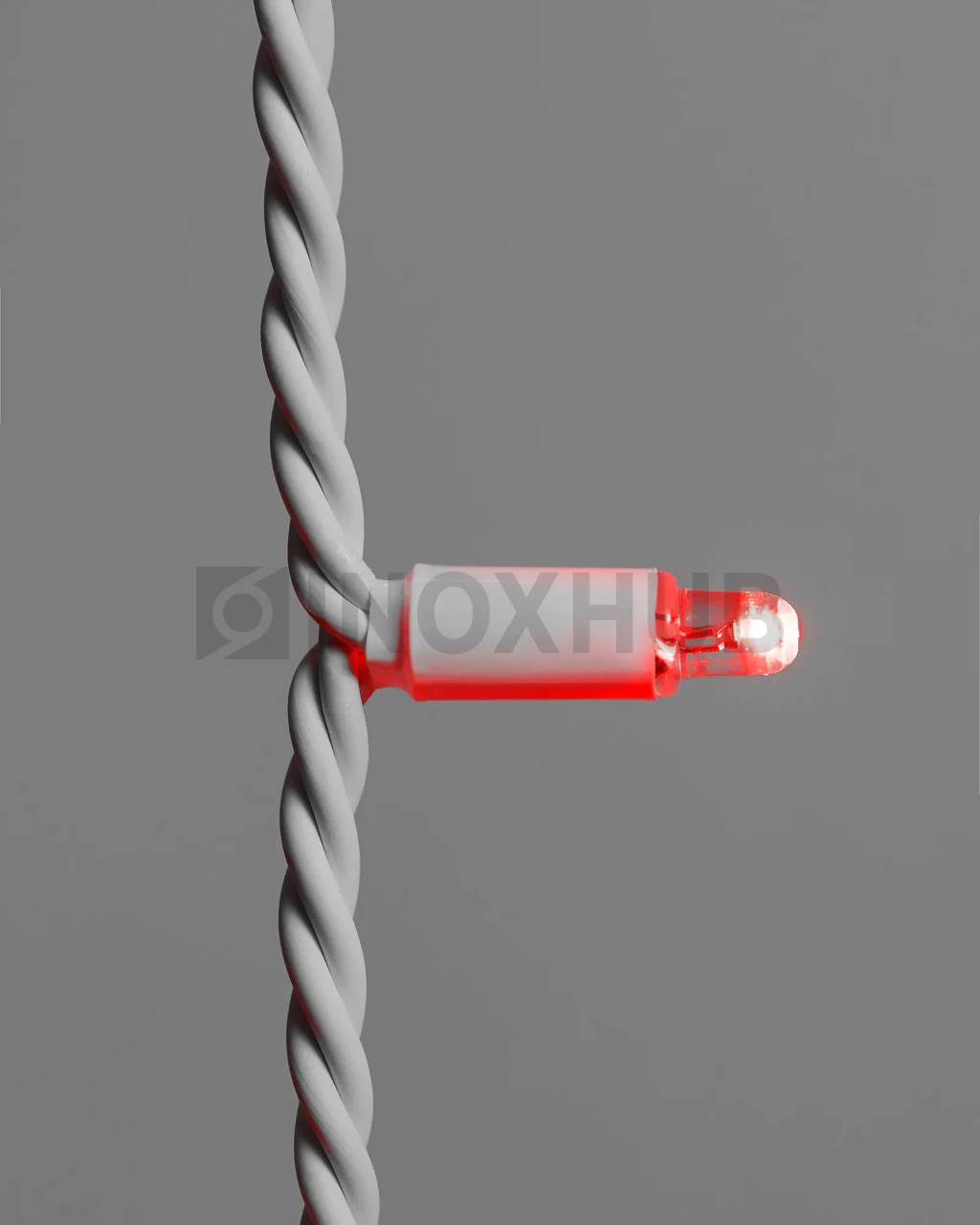 Светодиодная гирлянда INOXHUB Нить 10м, 100 LED, соединяемая, с мерцанием, 24В, IP65, белый резиновый провод 3.3мм, КРАСНАЯ фото Иноксхаб