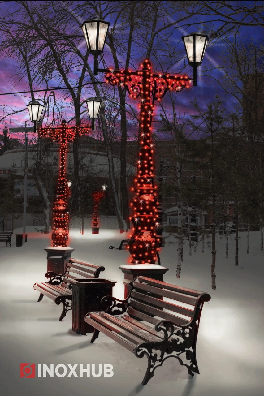 Светодиодная гирлянда INOXHUB Нить 10м, 100 LED, соединяемая, с мерцанием, 220В, IP65, чёрный резиновый провод 2.3мм, КРАСНАЯ фото Иноксхаб