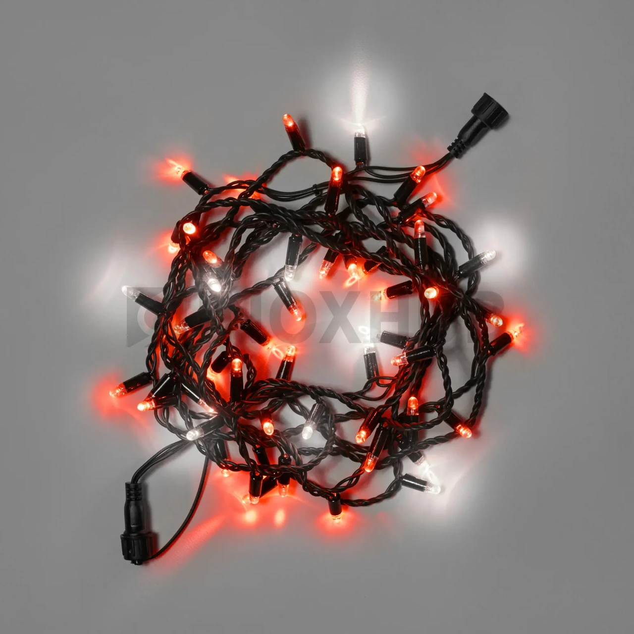 Светодиодная гирлянда INOXHUB Нить 10м, 100 LED, соединяемая, с мерцанием, 220В, IP65, чёрный резиновый провод 2.3мм, КРАСНАЯ фото Иноксхаб