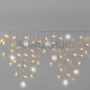 Гирлянда Бахрома INOXHUB 3×0.9м, мерцающая, 144 LED, 220В, IP65, прозрачный провод, ТЁПЛАЯ БЕЛАЯ фото Иноксхаб
