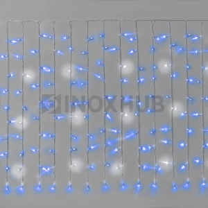 Гирлянда Занавес INOXHUB 2х1м Облегчённый, мерцающий, 200 LED, 220В, IP65, прозрачный провод, СИНИЙ фото Иноксхаб