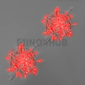 Светодиодная гирлянда INOXHUB Нить 10м, 100 LED, соединяемая, 220В, IP65, белый резиновый провод 3.3мм, КРАСНАЯ фото Иноксхаб