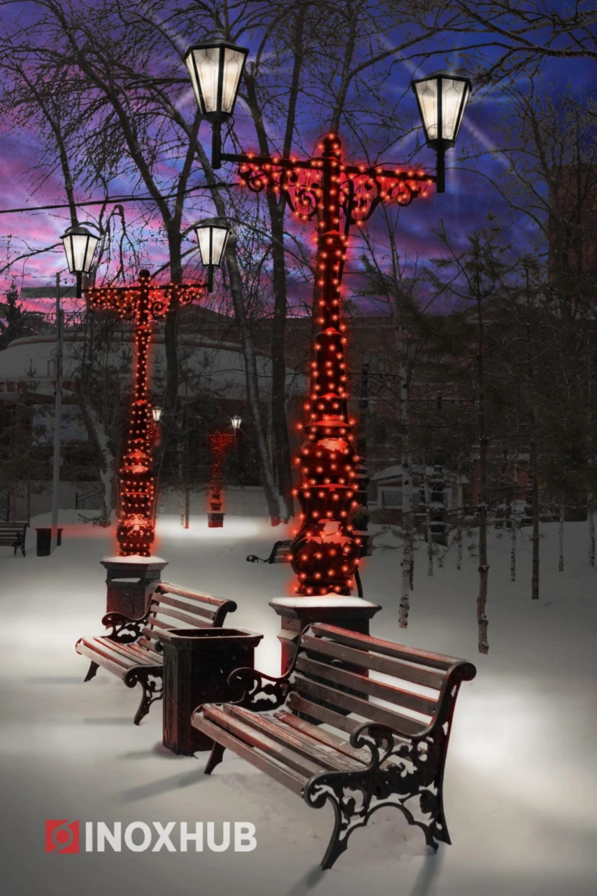 Светодиодная гирлянда INOXHUB Нить 10м, 100 LED, соединяемая, 220В, IP65, чёрный резиновый провод 2.3мм, КРАСНАЯ фото Иноксхаб