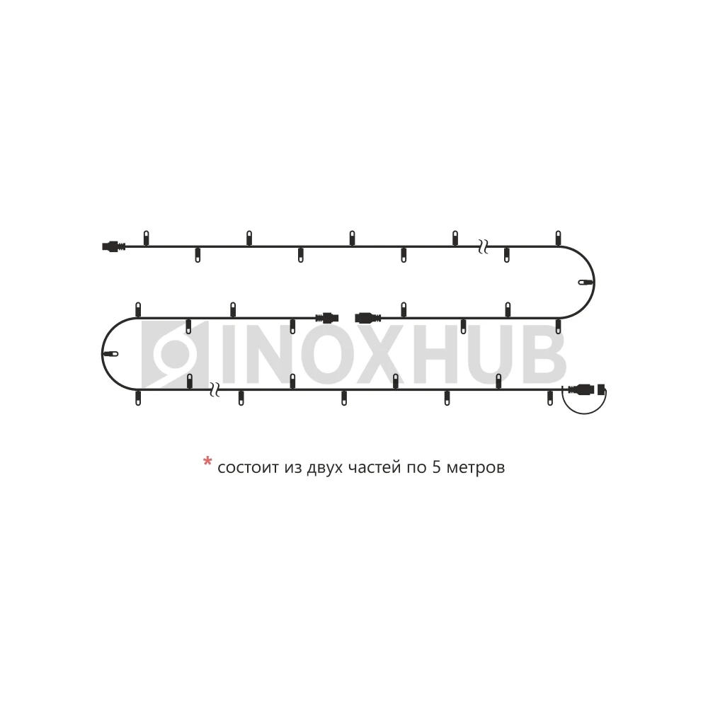 Светодиодная гирлянда INOXHUB Нить 10м, 100 LED, соединяемая, 220В, IP65, прозрачный провод, МУЛЬТИ фото Иноксхаб