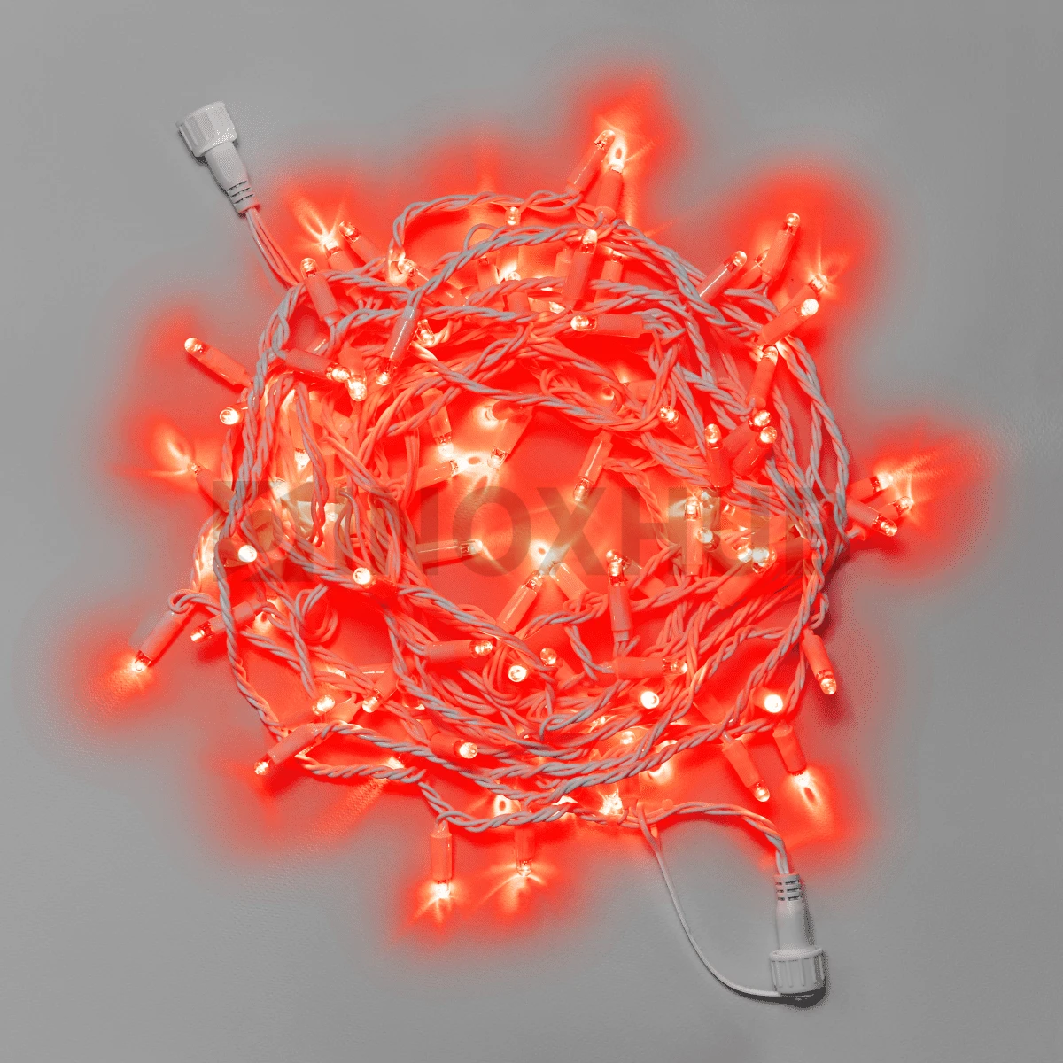 Светодиодная гирлянда INOXHUB Нить 10м, 100 LED, соединяемая, 220В, IP65, белый резиновый провод 3.3мм, КРАСНАЯ фото Иноксхаб