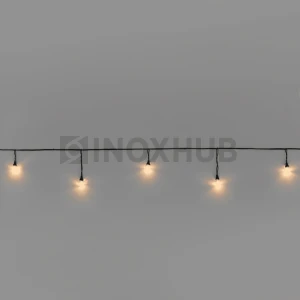 Гирлянда Стрит-Лофт INOXHUB 10м, 20 ламп, 220В, IP65, чёрная резина 3.3мм, ТЁПЛЫЙ БЕЛЫЙ фото Иноксхаб