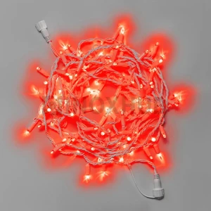 Светодиодная гирлянда INOXHUB Нить 10м, 100 LED, соединяемая, 24В, IP65, белый резиновый провод 3.3мм, КРАСНАЯ фото Иноксхаб