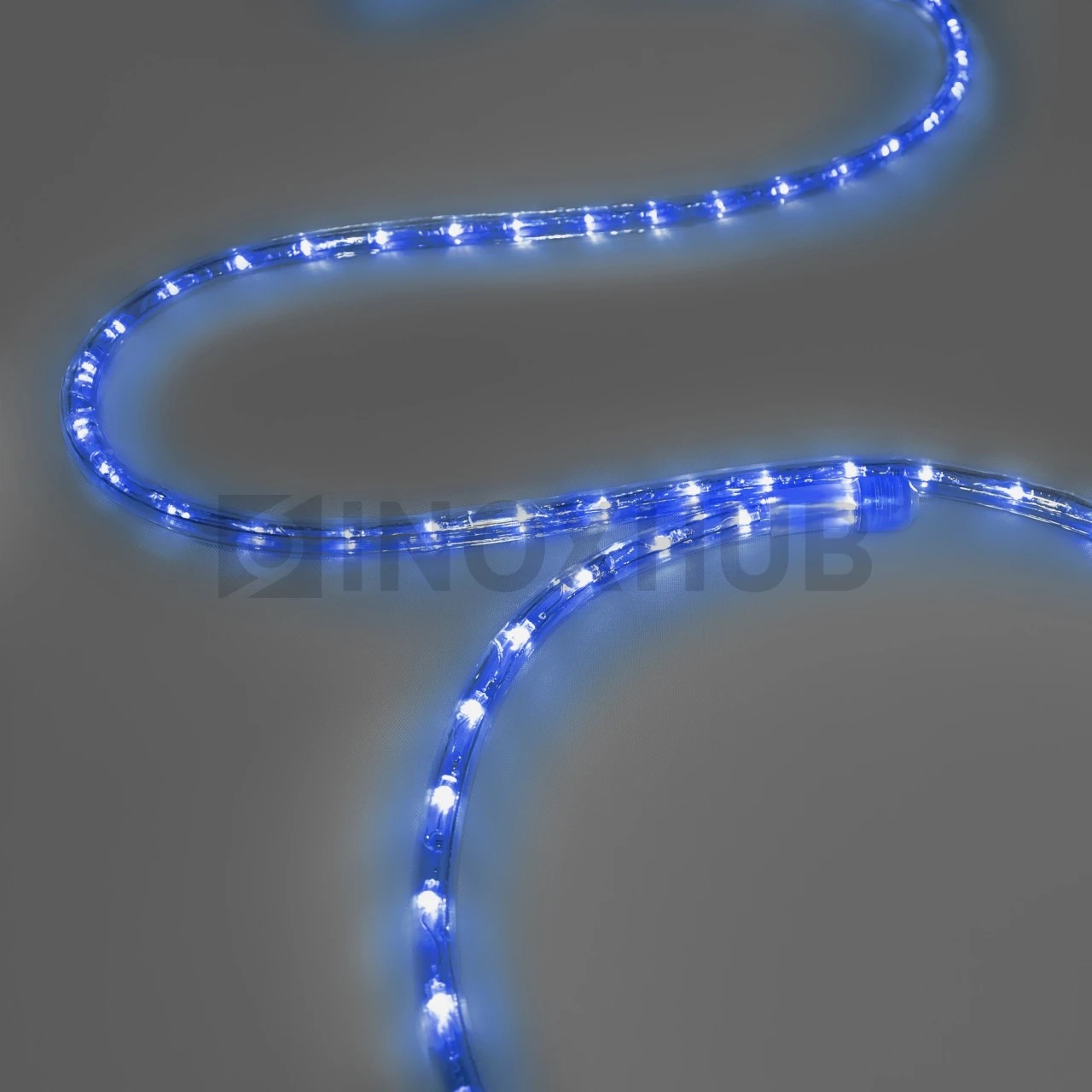 Дюралайт INOXHUB двухжильный 13 мм, круглый, бухта 100м, шаг резки 1м, 36 светодиодов на метр, фиксинг, 220В, IP65, СИНИЙ фото Иноксхаб