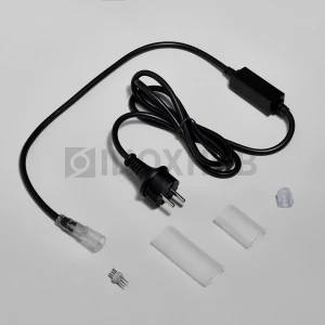 Комплект подключения (5 составляющих) для дюралайта INH-L01-DL-2WH-100-240, с блоком питания 1.5А, до 100 метров, ЧЁРНЫЙ провод фото Иноксхаб