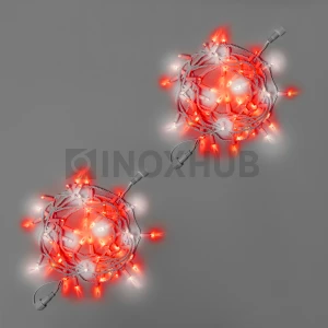 Светодиодная гирлянда INOXHUB Нить 10м, 100 LED, соединяемая, с мерцанием, 220В, IP65, белый резиновый провод 2.3мм, КРАСНАЯ фото Иноксхаб