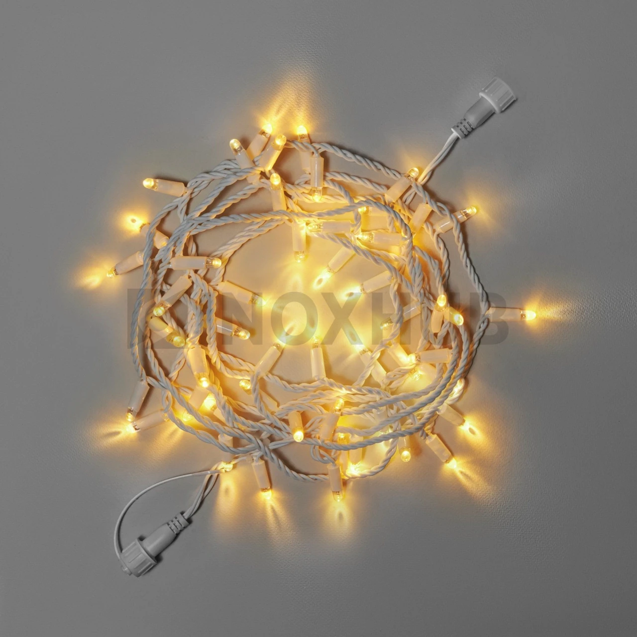 Светодиодная гирлянда INOXHUB Нить 10м, 100 LED, соединяемая, 220В, IP65, белый резиновый провод 2.3мм, ТЁПЛАЯ БЕЛАЯ фото Иноксхаб