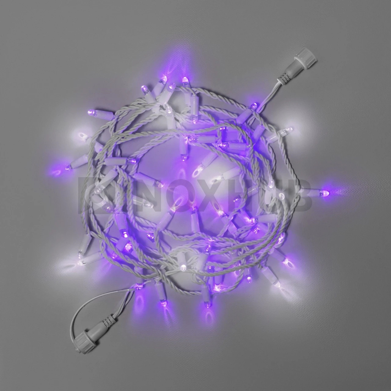 Светодиодная гирлянда INOXHUB Нить 10м, 100 LED, соединяемая, с мерцанием, 220В, IP65, белый резиновый провод 2.3мм, ФИОЛЕТОВАЯ фото Иноксхаб