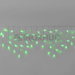 Гирлянда Бахрома INOXHUB 3×0.6м, 108 LED, 220В, IP65, прозрачный провод, ЗЕЛЕНЫЙ фото Иноксхаб