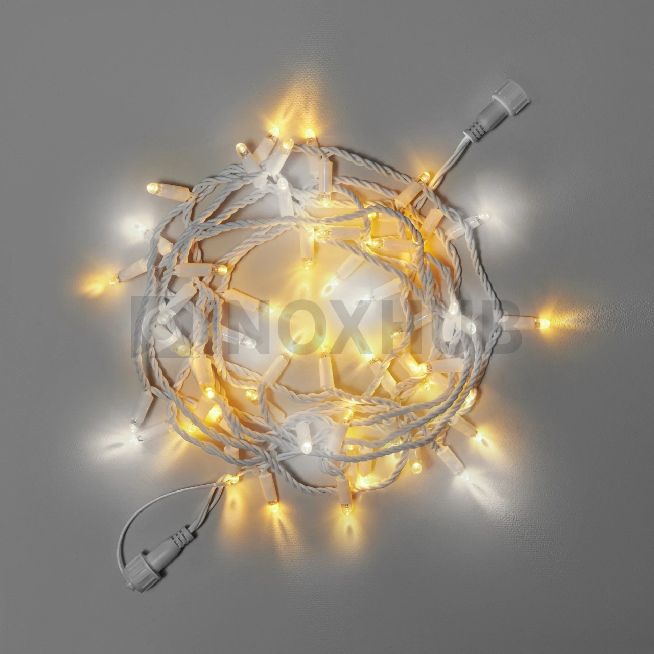 Светодиодная гирлянда INOXHUB Нить 10м, 100 LED, соединяемая, с мерцанием, 220В, IP65, белый резиновый провод 2.3мм, ТЁПЛАЯ БЕЛАЯ фото Иноксхаб