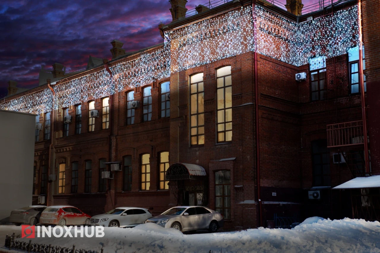 Гирлянда Занавес INOXHUB 2×1.5м Облегчённый, 300 LED, 220В, IP65, прозрачный провод, БЕЛЫЙ фото Иноксхаб